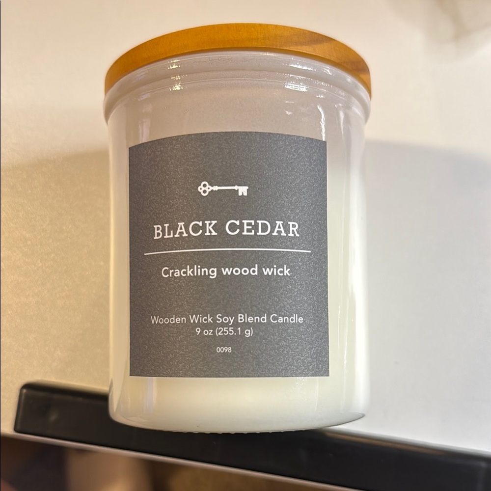 Threshold Black Candle with Wooden Lid